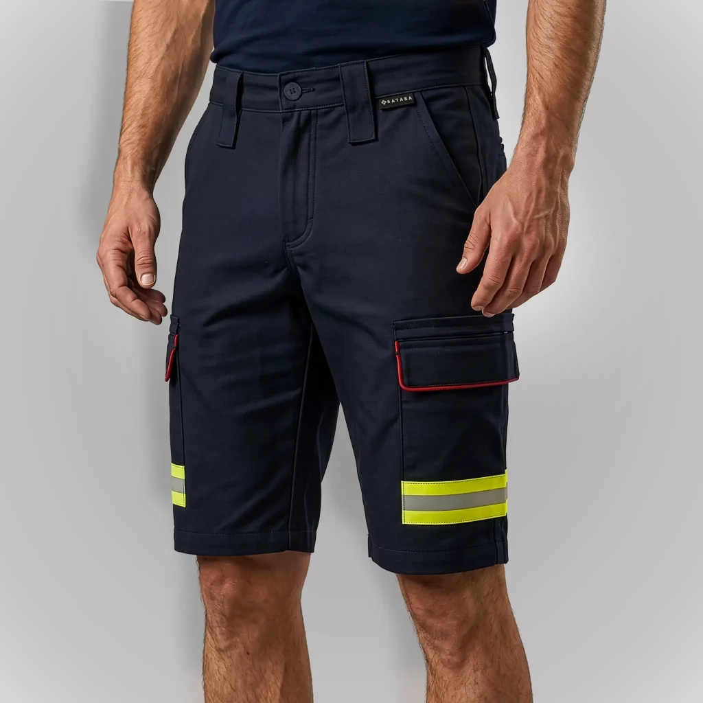 Vista frontal de la bermuda de bombero para verano | Serie Ignis | Satara