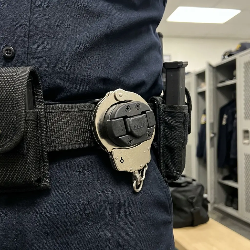Funda de polímero porta grilletes Akar de seguridad en cinturón de servicio | Equipamiento Táctico | Satara