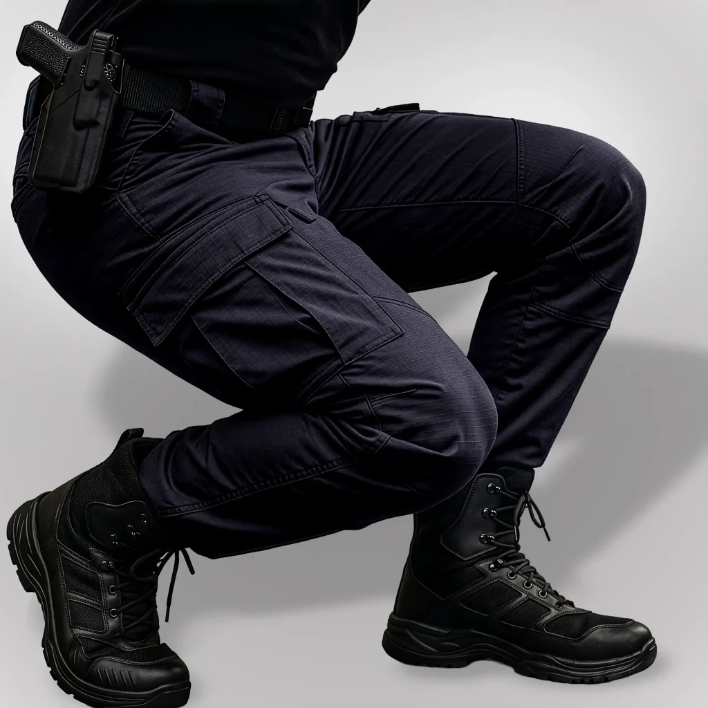 Detalle lateral y flexibilidad del Pantalón Táctico Phantom | Serie Shadows